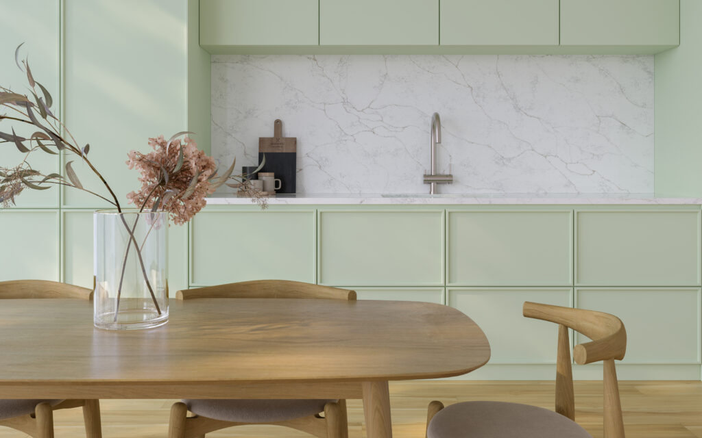 kitchen with custom wall