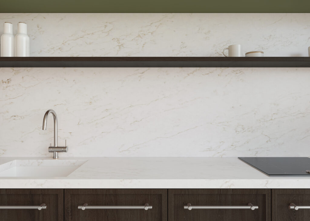 highlighted kitchen countertop and backsplash