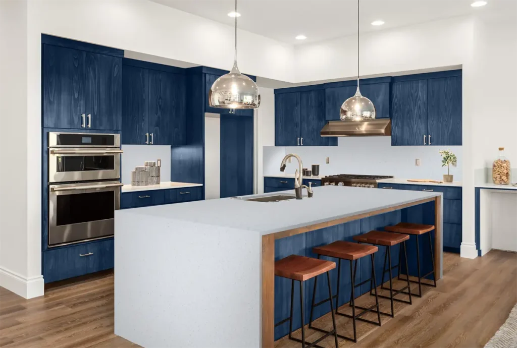 Sugar quartz slab seen used in a kitchen