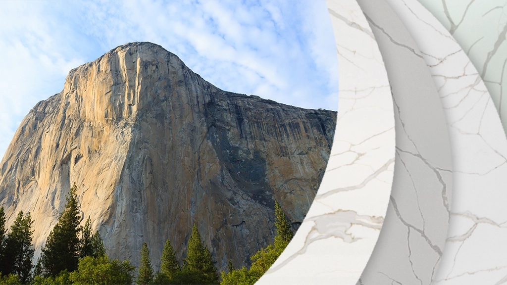 thumbnail for Statement Crescent Quartz Collection featuring a bold image of El Capitan and example slabs